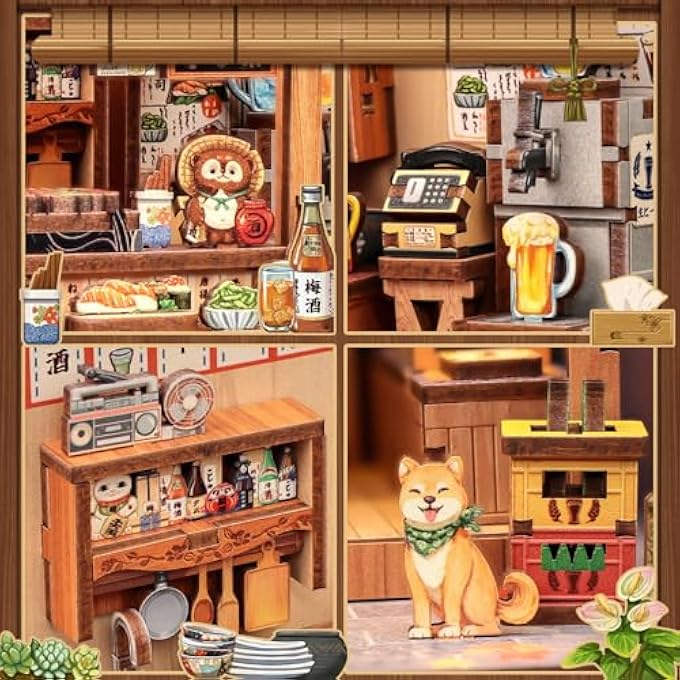 BOOK NOOK JAPAN 3D WOODEN PUZZLE KIT FOR ADULTS, DOLLHOUSE, SHELF DECORATION, GIFT FOR FRIENDS AND FAMILY (CHOSHI NO SHITAMACHI) - Image 3